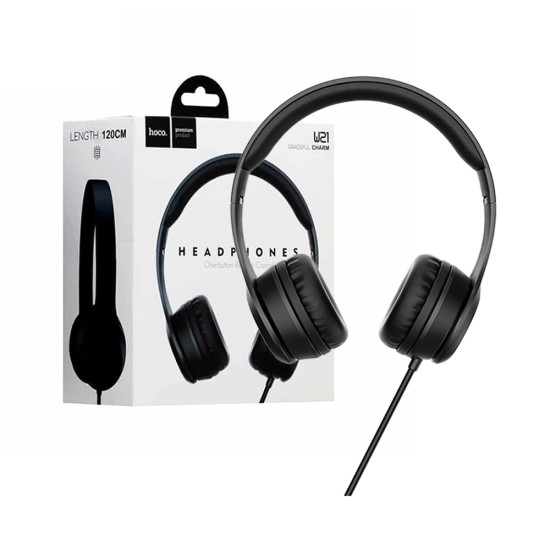 Hoco W21 Graceful Charm Wired Headphones with Mic One-Button control 1.2m 3.5mm Black